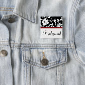Bridesmaid Black en White Floral Button (In situ)