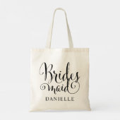 Bridesmaid Black Script Persoonlijk huwelijk Tote Bag (Achterkant)