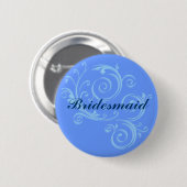 Bridesmaid Blue Scroll Button (Voorkant /achterkant)