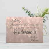 Bridesmaid | Blush Bokeh Kaart (Staand voorkant)