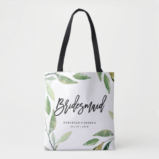 Bridesmaid Bohemian Leaves Wedding Canvas tas (Voorkant)