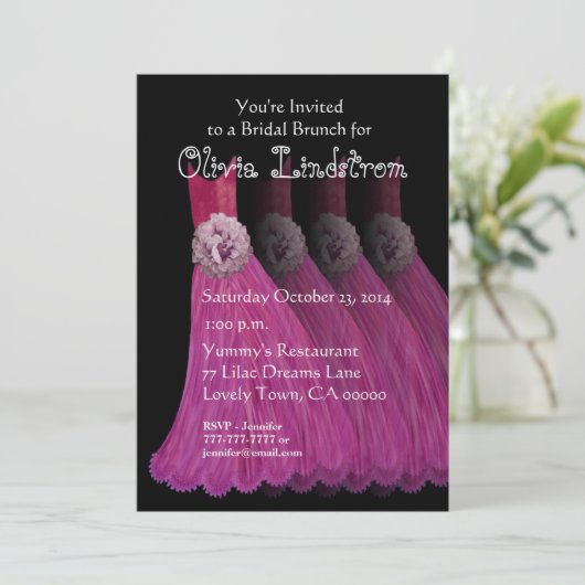 Bridesmaid Brunch Roze jurken Metaalpapier Kaart (Staand voorkant)
