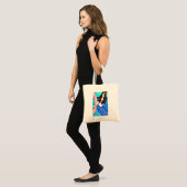Bridesmaid brunette blue-tail mermaid tote bag (Voorkant (model))