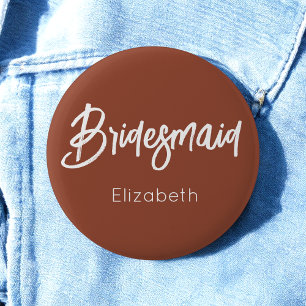 Bridesmaid Burnt Orange Terracotta Wedding Ronde Button 5,7 Cm