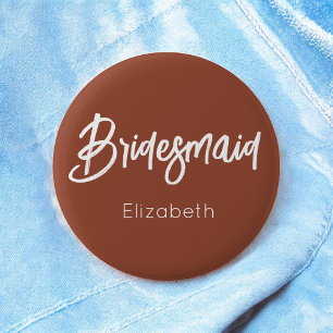 Bridesmaid Burnt Oranje Terracotta Wedding Ronde Button 5,7 Cm
