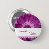 BRIDESMAID Button met BURGUNDY Flower V06 (Voorkant /achterkant)