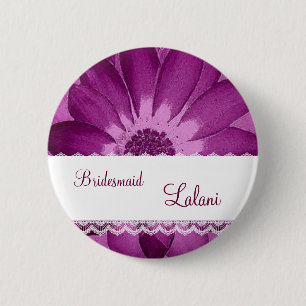 BRIDESMAID Button met BURGUNDY Flower V06