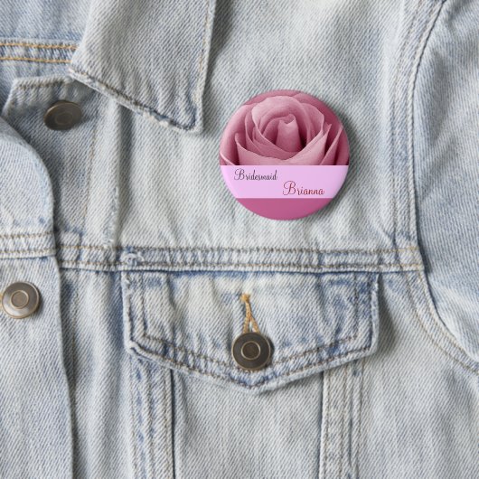BRIDESMAID Button met PINK Rose (In situ)