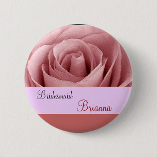 BRIDESMAID Button met PINK Rose