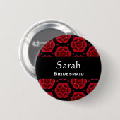 Bridesmaid Button Red Floral Pattern 0008 (Voorkant /achterkant)