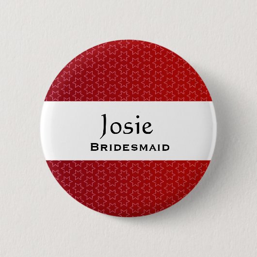 Bridesmaid Button Red Star Pattern (Voorkant)
