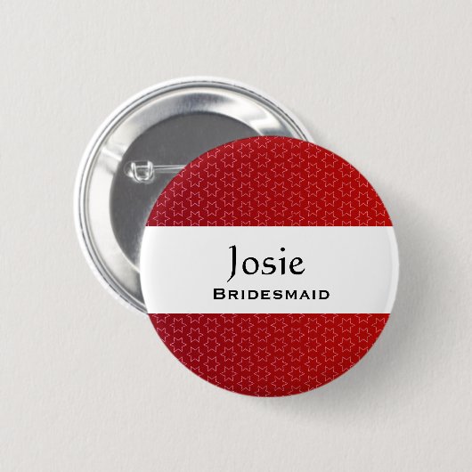Bridesmaid Button Red Star Pattern (Voorkant /achterkant)