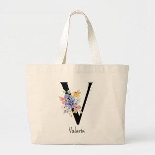 Bridesmaid Cadeau Wild Flower Alphabet V Sac fourr