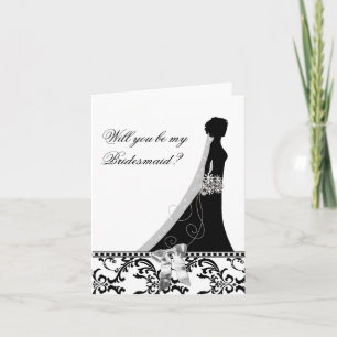 Bridesmaid Card met Damask Bridal Veil Bow