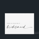 Bridesmaid Carte de remerciements | Minimaliste mo<br><div class="desc">Ce design minimaliste est parfait pour la mariée moderne ! Doté d'un script de signature manuscrit associé à une simple police sans-serif. Personnalisez avec votre propre message sur le dos, ou commandez-les en blanc et écrivez votre message à la main. Consultez le magasin pour obtenir les cartes Maid/Matron of Honor...</div>