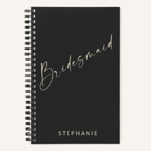 Bridesmaid Chic Minimalist Personalizationzwart Notitieboek