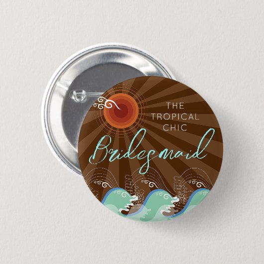 BRIDESMAID Cool Waves & Sun Beach Wedding Button (Voorkant /achterkant)