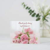 Bridesmaid Dank je roze rozen Briefkaart (Staand voorkant)