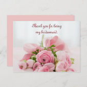 Bridesmaid Dank je roze rozen Briefkaart (Voorkant / Achterkant)