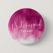 Bridesmaid donkerroze abstracte kunstbruiloft ronde button 5,7 cm (Voorkant)