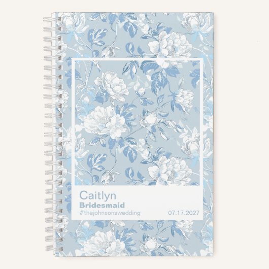 Bridesmaid Dusty Blue Floral Pattern Swatch Notitieboek (Voorkant)