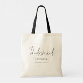 Bridesmaid Elegant Script Name Date Sac fourre-tou (Dos)