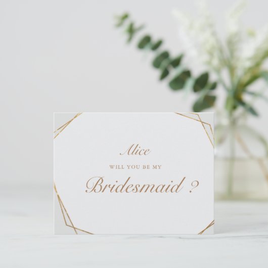 bridesmaid en marbre doré Invitation (Debout devant)