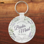 Bridesmaid Eucalyptus & Lavender Wreath Weddenscha Sleutelhanger (Voorkant)