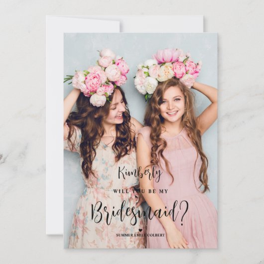 Bridesmaid Fancy Calligraphy Minimal Custom Photo (Voorkant)