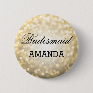 Bridesmaid Favor Gold Glitter Lights Ronde Button 5,7 Cm