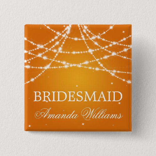 Bridesmaid Favor Sparking String Oranje Vierkante Button 5,1 Cm (Voorkant)