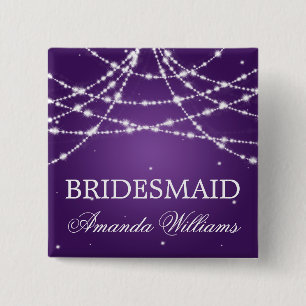 Bridesmaid Favor Sparking String Paars Vierkante Button 5,1 Cm