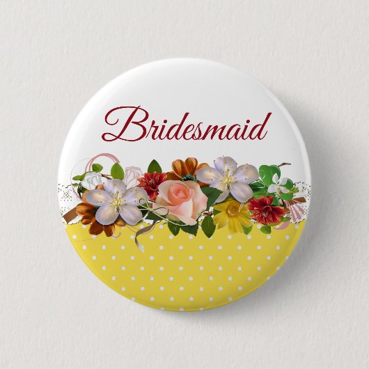 Bridesmaid Floral Bouquet Wedding Button (Voorkant)