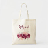 Bridesmaid Floral Burgundy Blush Script Tote Bag (Voorkant)