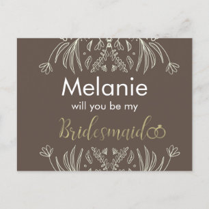 Bridesmaid Floral Drawn Border proposal Kaart
