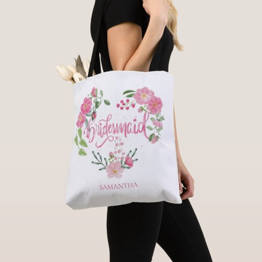 Bridesmaid Floral Personalized Name Draagtas (Dichtbij)