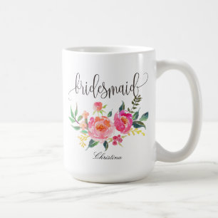 Bridesmaid Floral Personalized Wedding -3 Koffiemok