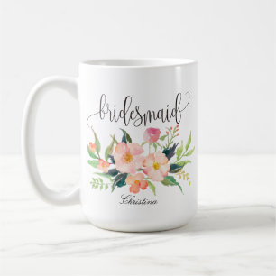 Bridesmaid Floral Personalized Wedding -5 Koffiemok