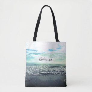 Bridesmaid Gift Beach Ocean Zee Abstract Blue Cute Draagtas