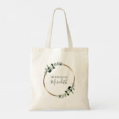 Bridesmaid Gift Eucalyptus Gold Monogram Tote Bag (Achterkant)