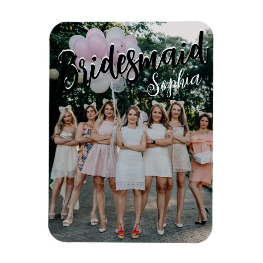 Bridesmaid Gifts Personalized Black Modern Photo Magneet (Verticaal)