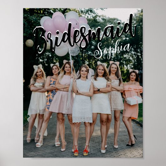 Bridesmaid Gifts Personalized Black Modern Photo Poster (Voorkant)