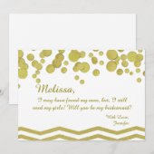Bridesmaid Gold Confetti en Chevron Kaart (Voorkant / Achterkant)