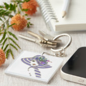 Bridesmaid Gold en lavender Flowers Sleutelhanger (Voorkant Rechts)