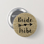Bridesmaid gold glitter-toets ronde button 5,7 cm (Voorkant /achterkant)
