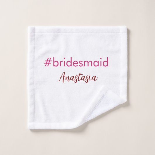 Bridesmaid hashtag rose clair ajouter nom mariée t (Gant de toilette)