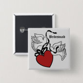 Bridesmaid Heart Doves Button (Voorkant /achterkant)