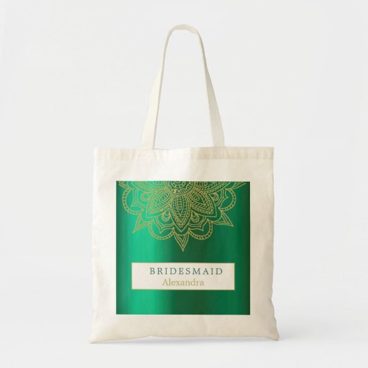 Bridesmaid Indian Style Green Gold Chic Tote Bag (Voorkant)