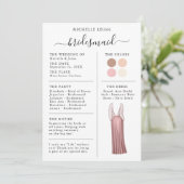 Bridesmaid Info Kaart Details Roos Gold, Roze (Staand voorkant)