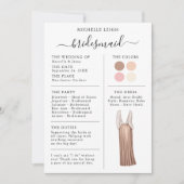 Bridesmaid Info Kaart Details Roos Gold, Roze (Voorkant)